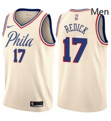 Mens Nike Philadelphia 76ers 17 JJ Redick Swingman Cream NBA Jersey City Edition 
