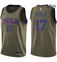 Mens Nike Philadelphia 76ers 17 JJ Redick Swingman Green Salute to Service NBA Jersey 