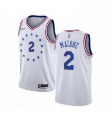 Mens Nike Philadelphia 76ers 2 Moses Malone White Swingman Jersey Earned Edition