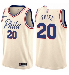 Mens Nike Philadelphia 76ers 20 Markelle Fultz Swingman Cream NBA Jersey City Edition