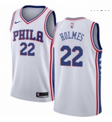 Mens Nike Philadelphia 76ers 22 Richaun Holmes Authentic White Home NBA Jersey Association Edition 