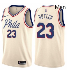 Mens Nike Philadelphia 76ers 23 Jimmy Butler Swingman Cream NBA Jersey City Edition 