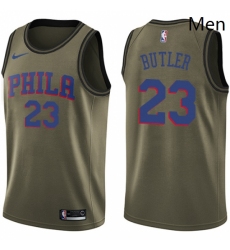 Mens Nike Philadelphia 76ers 23 Jimmy Butler Swingman Green Salute to Service NBA Jersey 