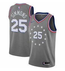 Mens Nike Philadelphia 76ers 25 Ben Simmons Swingman Gray NBA Jersey City Edition