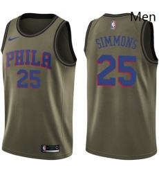 Mens Nike Philadelphia 76ers 25 Ben Simmons Swingman Green Salute to Service NBA Jersey