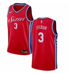 Mens Nike Philadelphia 76ers 3 Allen Iverson Authentic Red Alternate NBA Jersey Statement Edition