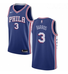 Mens Nike Philadelphia 76ers 3 Dana Barros Swingman Blue Road NBA Jersey Icon Edition