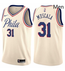 Mens Nike Philadelphia 76ers 31 Mike Muscala Swingman Cream NBA Jersey City Edition 