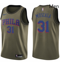 Mens Nike Philadelphia 76ers 31 Mike Muscala Swingman Green Salute to Service NBA Jersey 