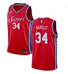 Mens Nike Philadelphia 76ers 34 Charles Barkley Authentic Red Alternate NBA Jersey Statement Edition