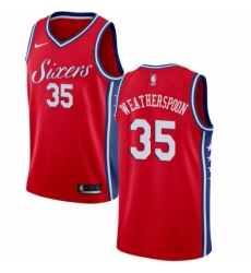 Mens Nike Philadelphia 76ers 35 Clarence Weatherspoon Authentic Red Alternate NBA Jersey Statement Edition 