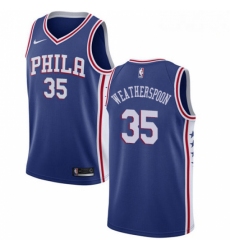 Mens Nike Philadelphia 76ers 35 Clarence Weatherspoon Swingman Blue Road NBA Jersey Icon Edition 