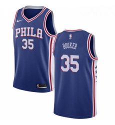 Mens Nike Philadelphia 76ers 35 Trevor Booker Swingman Blue NBA Jersey Icon Edition 