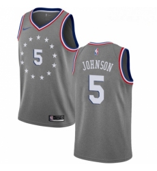 Mens Nike Philadelphia 76ers 5 Amir Johnson Swingman Gray NBA Jersey City Edition 