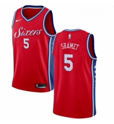 Mens Nike Philadelphia 76ers 5 Landry Shamet Swingman Red NBA Jersey Statement Edition 