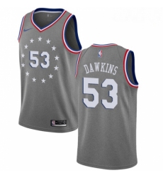 Mens Nike Philadelphia 76ers 53 Darryl Dawkins Swingman Gray NBA Jersey City Edition 