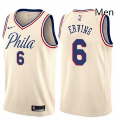 Mens Nike Philadelphia 76ers 6 Julius Erving Swingman Cream NBA Jersey City Edition