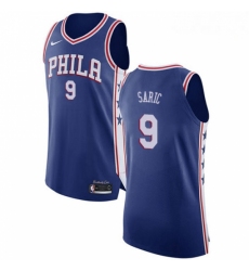 Mens Nike Philadelphia 76ers 9 Dario Saric Authentic Blue Road NBA Jersey Icon Edition 