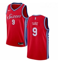 Mens Nike Philadelphia 76ers 9 Dario Saric Authentic Red Alternate NBA Jersey Statement Edition 