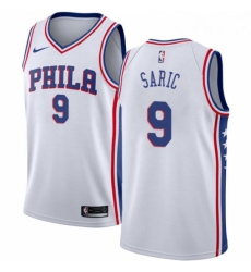 Mens Nike Philadelphia 76ers 9 Dario Saric Authentic White Home NBA Jersey Association Edition 