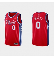 Men's Philadelphia 76ers #0 Tyrese Maxey Red Statement Edition Stitched Jersey