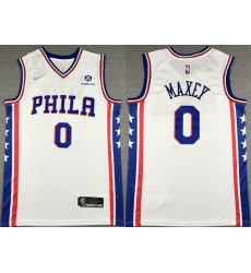 Men's Philadelphia 76ers #0 Tyrese Maxey White 75th Anniversary Association Edition Swingman Stitched Jersey