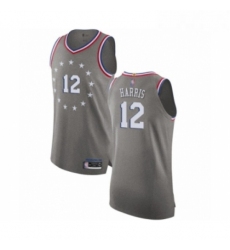 Mens Philadelphia 76ers 12 Tobias Harris Authentic Gray Basketball Jersey City Edition 