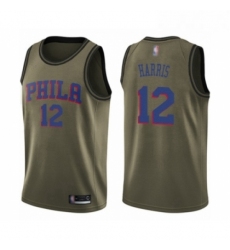 Mens Philadelphia 76ers 12 Tobias Harris Swingman Green Salute to Service Basketball Jersey 