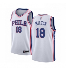 Mens Philadelphia 76ers 18 Shake Milton Authentic White Basketball Jersey Association Edition 