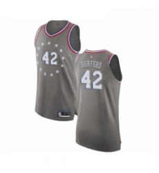Mens Philadelphia 76ers 42 Al Horford Authentic Gray Basketball Jersey City Edition 