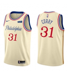 Nike Philadelphia 76ers 31 Seth Curry Men Unveil 2019 20 City Edition Swingman NBA Jersey Cream White