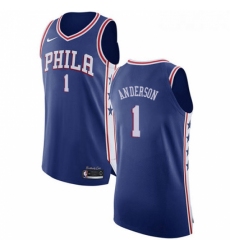 Womens Nike Philadelphia 76ers 1 Justin Anderson Authentic Blue Road NBA Jersey Icon Edition