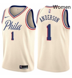 Womens Nike Philadelphia 76ers 1 Justin Anderson Swingman Cream NBA Jersey City Edition