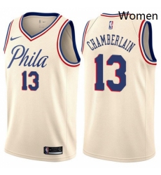 Womens Nike Philadelphia 76ers 13 Wilt Chamberlain Swingman Cream NBA Jersey City Edition