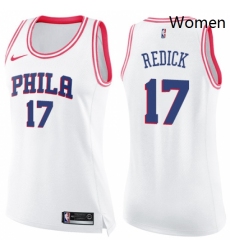 Womens Nike Philadelphia 76ers 17 JJ Redick Swingman WhitePink Fashion NBA Jersey 