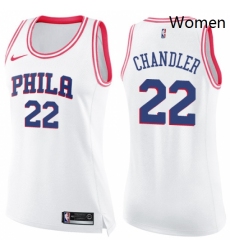 Womens Nike Philadelphia 76ers 22 Wilson Chandler Swingman White Pink Fashion NBA Jersey 
