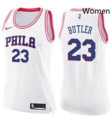 Womens Nike Philadelphia 76ers 23 Jimmy Butler Swingman WhitePink Fashion NBA Jersey 