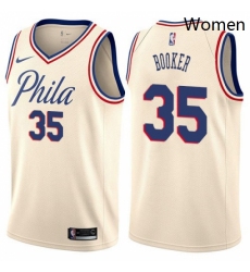 Womens Nike Philadelphia 76ers 35 Trevor Booker Swingman Cream NBA Jersey City Edition 