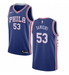 Womens Nike Philadelphia 76ers 53 Darryl Dawkins Swingman Blue Road NBA Jersey Icon Edition 
