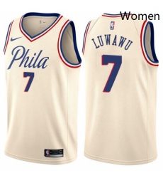 Womens Nike Philadelphia 76ers 7 Timothe Luwawu Swingman Cream NBA Jersey City Edition