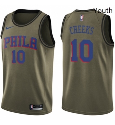 Youth Nike Philadelphia 76ers 10 Maurice Cheeks Swingman Green Salute to Service NBA Jersey