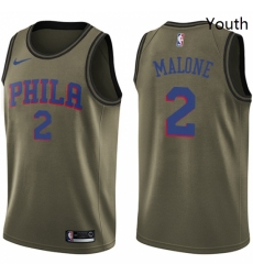 Youth Nike Philadelphia 76ers 2 Moses Malone Swingman Green Salute to Service NBA Jersey