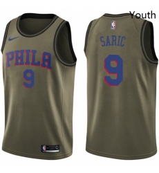 Youth Nike Philadelphia 76ers 9 Dario Saric Swingman Green Salute to Service NBA Jersey 