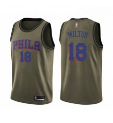 Youth Philadelphia 76ers 18 Shake Milton Swingman Green Salute to Service Basketball Jersey 
