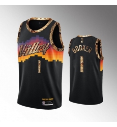 Men Phoenix Suns 1 Devin Booker 2021 Balck Exclusive Edition Python Skin Stitched Basketball Jersey