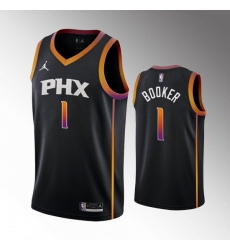 Men Phoenix Suns 1 Devin Booker Balck Stitched Basketball Jersey