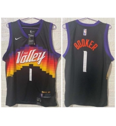 Men Phoenix Suns 1 Devin Booker Black 2020 21 City Edition Swingman jersey