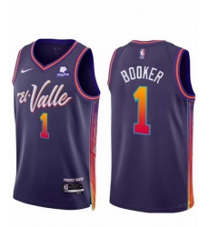 Men Phoenix Suns 1 Devin Booker Purple 2023 24 City Edition Stitched Basketball Jersey