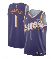 Men Phoenix Suns 1 Devin Booker Purple Icon Edition Stitched Basketball Jersey