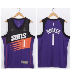 Men Phoenix Suns 1 Devin Booker Purple Stitched Jersey